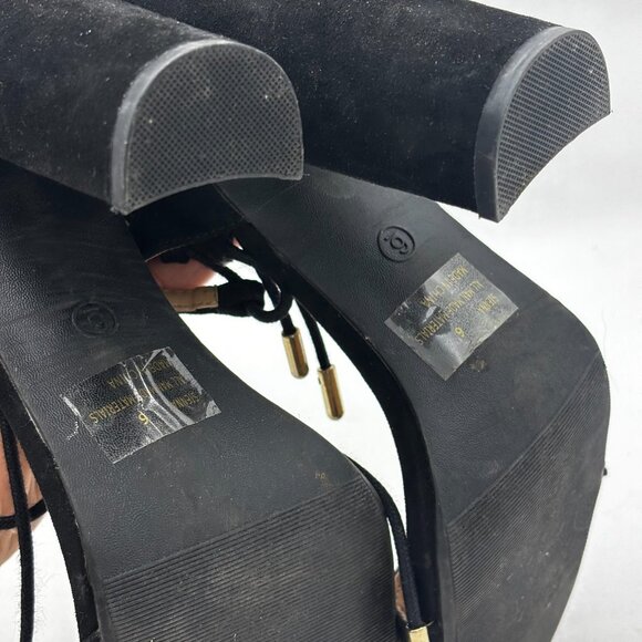 Charlotte Russe Sienna Black Lace Up Suede Heels Sandals Dress Evening Party 6 - Picture 8 of 8